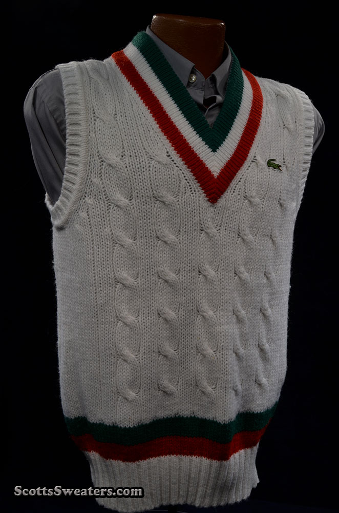 124-005Grn-Red Izod Lacoste Tennis Sweater Vest