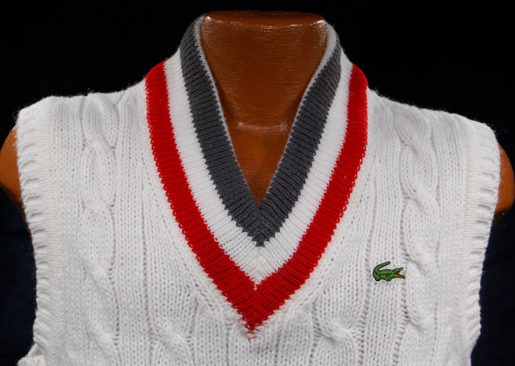 124-005Gry-Red Lacoste Tennis Sweater Vest