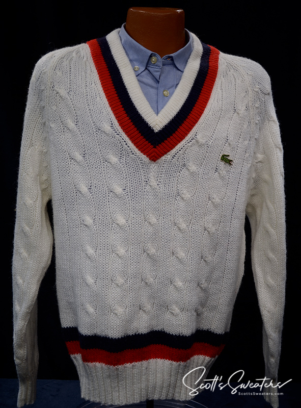 198-001Red-Nav Izod Tennis Sweater