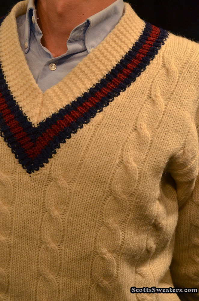 615 036 Mens 100 British Wool Traditional Tennis Sweater