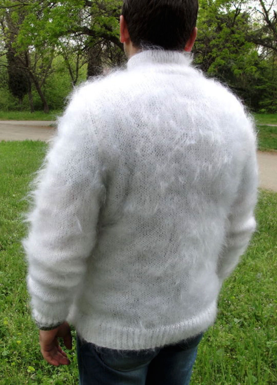 700-017 Men's Mohair/Angora Hand-knit Mock T-neck Sweater 700-017 Men's Mohair/Angora Hand-knit Mock T-neck Sweater