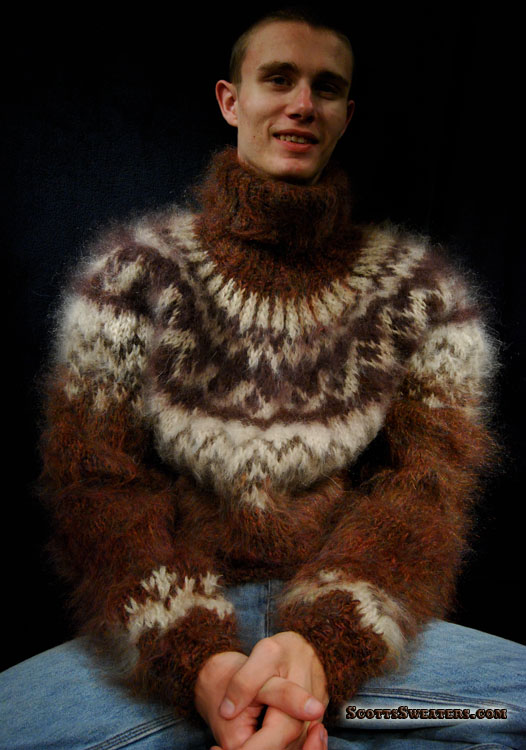 700-039 Hand-knit Mohair Turtleneck Sweater