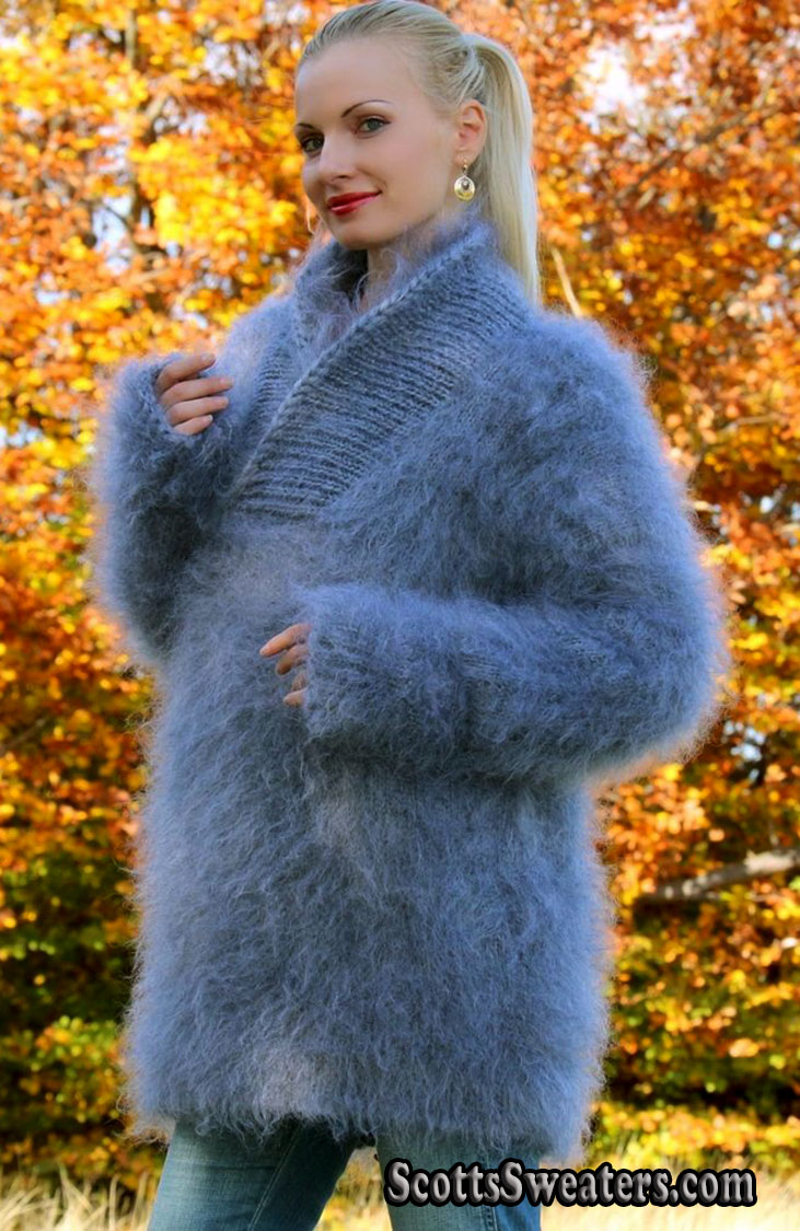 701-007f Shawlneck Crossover New Soft & Fuzzy Mohair Sweater-