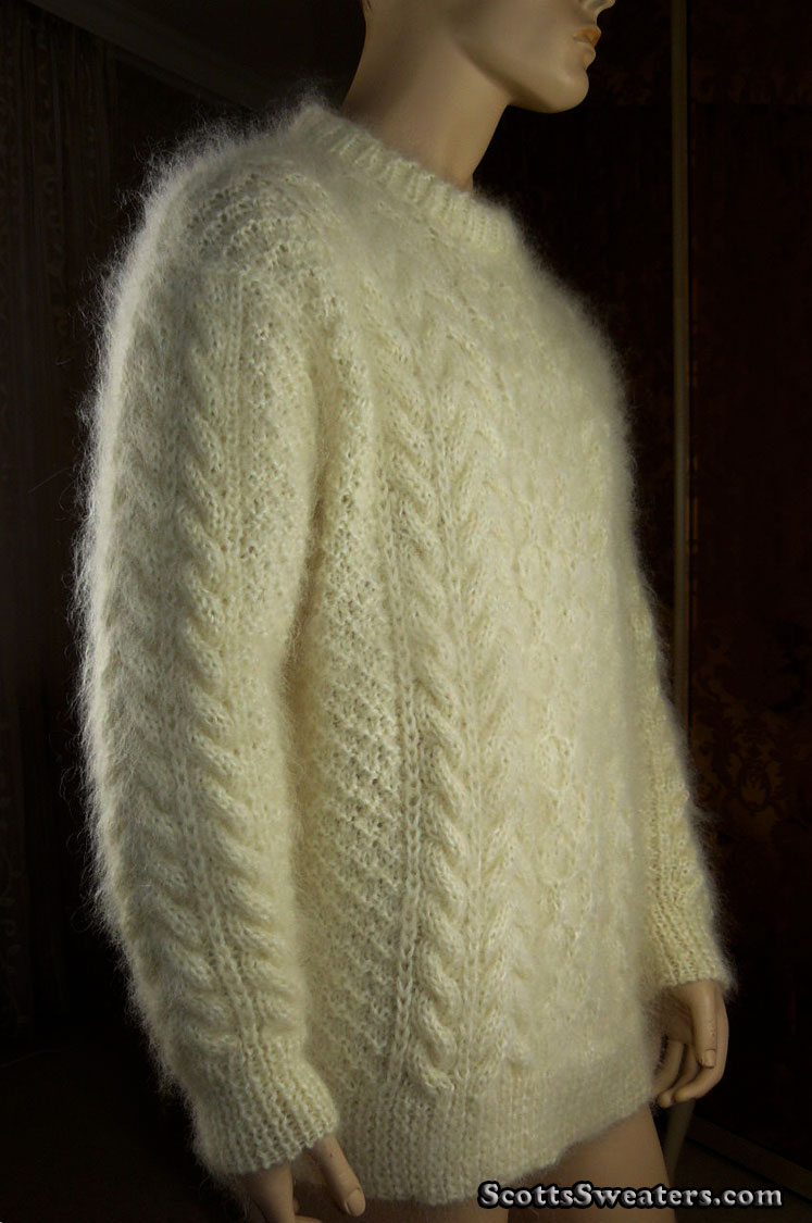701-020 Men'a Aran Hand-Knit Mohair Sweater